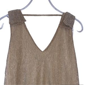 V Neck Tiered Champagne Midi Dress